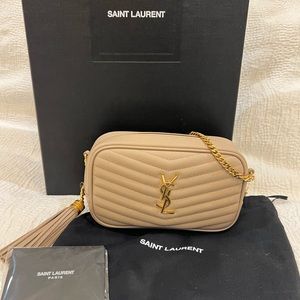 YSL Mini Lou Camera Bag In Dark Beige
